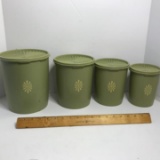 Vintage Avocado Green Tupperware 4 pc Canister Set