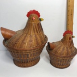 Pair of Vintage Rooster Baskets