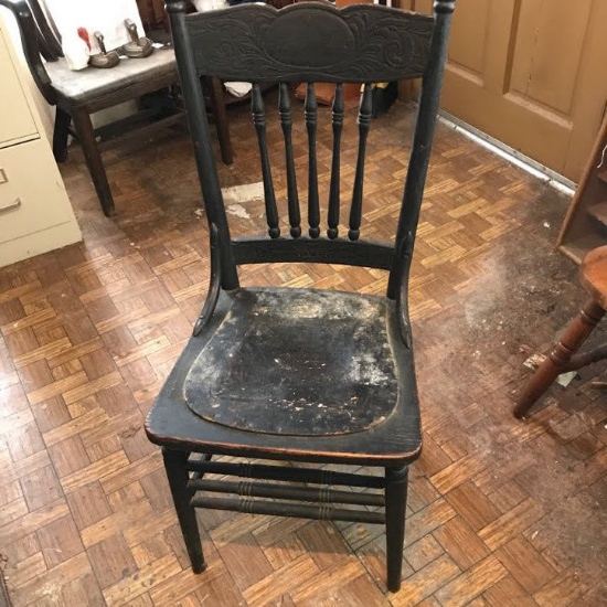 Antique Wooden Pressed Back Side Chair