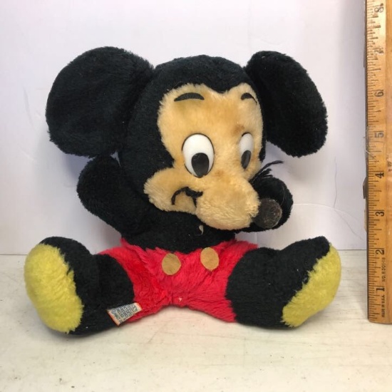 Vintage Plush Mickey Mouse Made in Korea Stuffed with Shredded Nut Shells