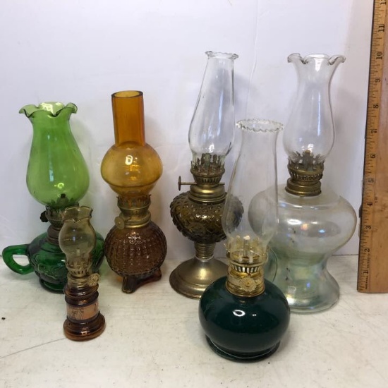 Lot of Glass Oil Lamps