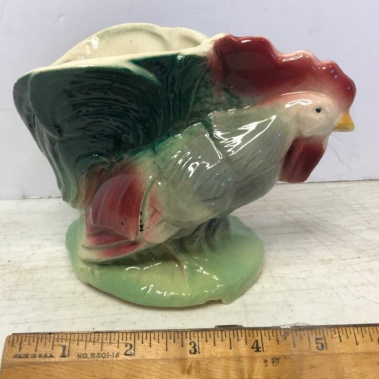 Vintage Pottery Rooster Planter