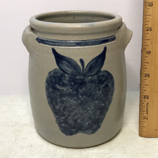 Pottery Crock with Apple Design Signed “Ellis”