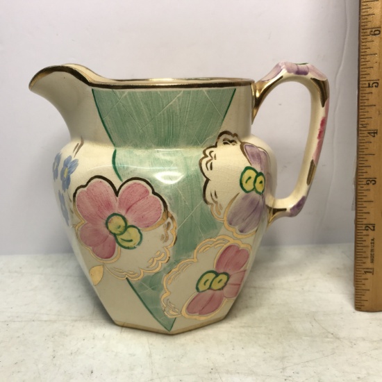 Vintage “Price Bros.” Pottery Floral Pitcher - Made in Lonsdale England