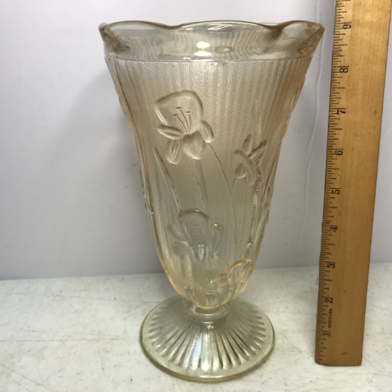 Tall Vintage Iris & Herringbone Vase