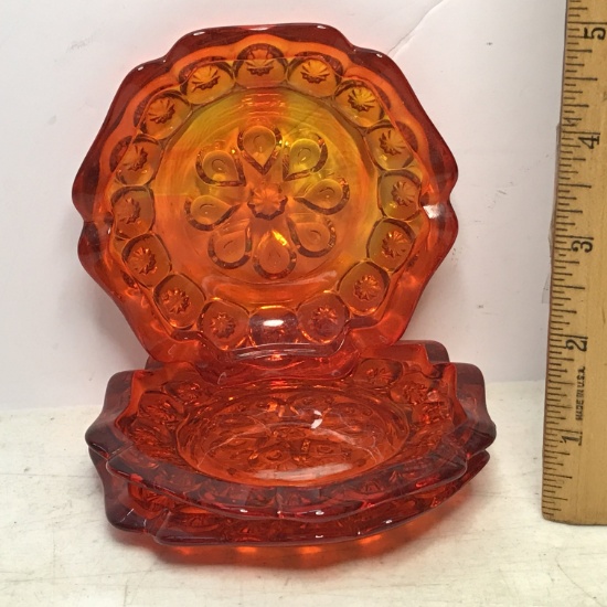 Lot of 3 Vintage Amberina Glass Ashtrays