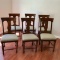 Set of 6 High End Allegheny Antique Cherry Dining Chairs with Slate Gray Upholstered Seats