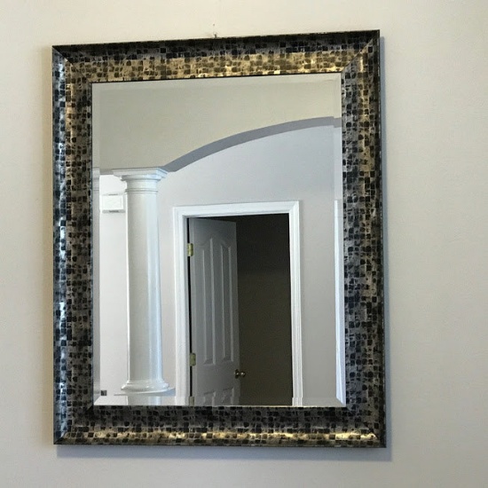 Wall Mirror with Silver & Black Checkered Design Frame