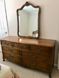 Vintage 3 Over 4 Wooden Dresser with Mirror Made by Kindel Furniture Company