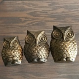 Set of 3 Metal Owl Wall Hangings