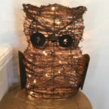 Decorative Wicker & Metal Lighted Owl