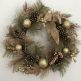 Pine Wreath with Gold Accent