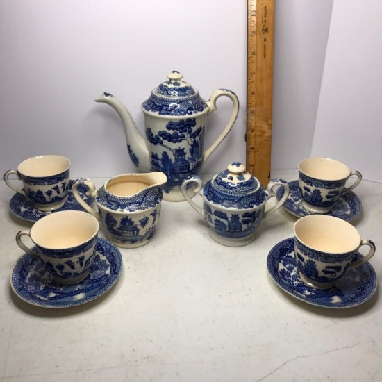 1 pc Vintage China Tea Set in Blue Willow Design - Made in Japan
