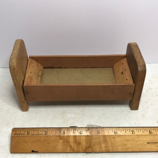 Antique Wooden Hand Made Doll Bed