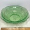 Vintage Uranium Vaseline Glass Etched Deep Bowl