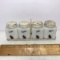 Vintage Set of Milk Glass Scotty Dog Shakers on Metal Caddy