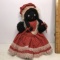 Vintage Hand Made Black Americana Yarn Doll with Polka Dotted Dress