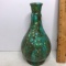 Pretty Green Drip Embossed Vintage Pottery Vase Signed JP 70