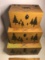 Set of 3 Large Wooden Nesting Boxes with Grizzly Bear Scene