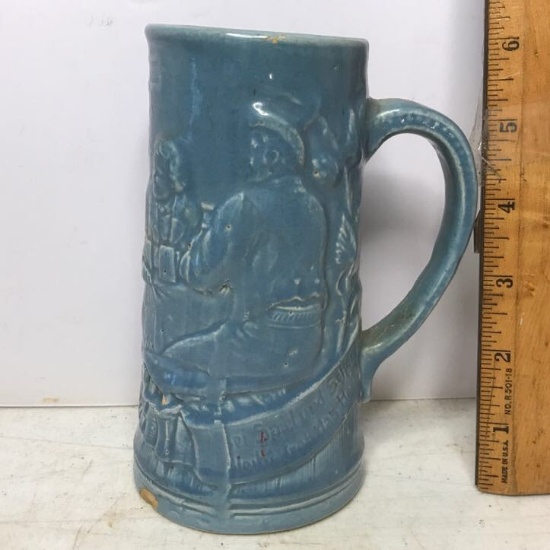 Vintage Embossed Pottery Stein