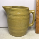 Vintage Yellow Barrel Pottery Pitcher