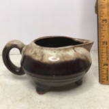 Vintage Brown Drip Footed Creamer