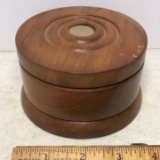 Vintage Wooden Souvenir Trinket Box with 1986 Jamaican Coin on Top