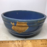 Vintage Large Blue York Pottery Bowl Signed on Bottom