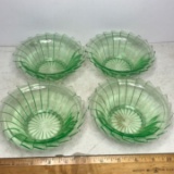 Lot of 4 Vintage Uranium Vaseline Glass Bowls