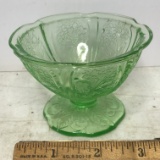 Vintage Uranium Vaseline Etched Glass Sherbet