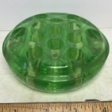 Vintage Large Uranium Vaseline Glass Flower Frog