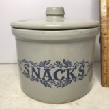 Vintage Lidded “Snacks” Pottery Canister