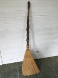 Amazing Twisted Branch Hand Carved Old Man with Long Beard Face Broom