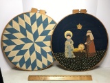 Pair of Vintage Hand Made Quilted Wall Hangings
