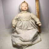 Vintage Soft Body Doll with Porcelain Face & Hands Signed “Allen 82” on Neck