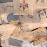 Large Lot of Hand Embroidered & Crocheted Dresser Scarves, Table Clothes, Napkins & More