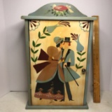 Vintage Hand Painted Wooden Wall Cabinet
