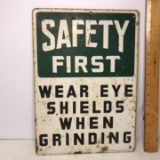 Vintage Heavy Porcelain “Safety First..” Sign