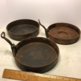 Lot of Antique Cast Iron Baking Pans with Handles