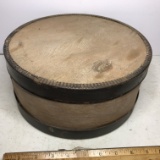 Vintage Wooden Cheese Box with Metal Edges