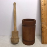 Primitive Tall Wooden Mortar & Pestle