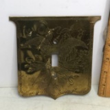 Vintage Brass Switch Plate with Eagle, Swords, Flag & Arrow