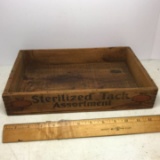 Antique Wooden “Sterilized Tack Assortment” Advertisement Crate with Dove-tailed Corners