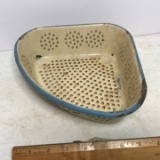 Vintage Enamel-ware Triangular Straining Basket