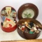 Vintage Tins Full of Sewing Notions - Lots of Thread with Wooden Spools, Buttons & more!