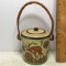 Vintage Lidded Pottery Jar with Woven Handle by Taico - Made in Japan