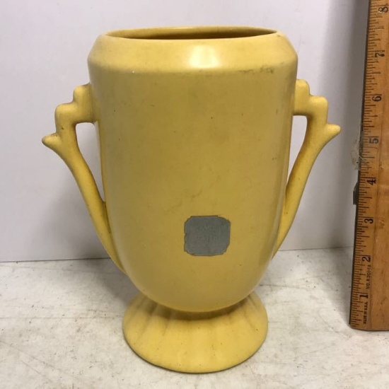 Vintage Double Handled “Monmouth” Pottery Vase with Original Foil Sticker