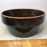 Large Vintage Brown Glazed Pottery Bowl