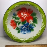Vintage Floral Enamel-Ware Large Bowl