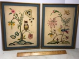 Pair of Vintage Hand Crafted Needlework Framed Pictures